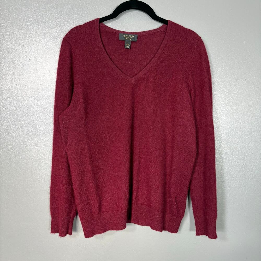 Charter Club Luxury Men's 100% Cashmere Burgundy Sweater - Size Large - V-Neck